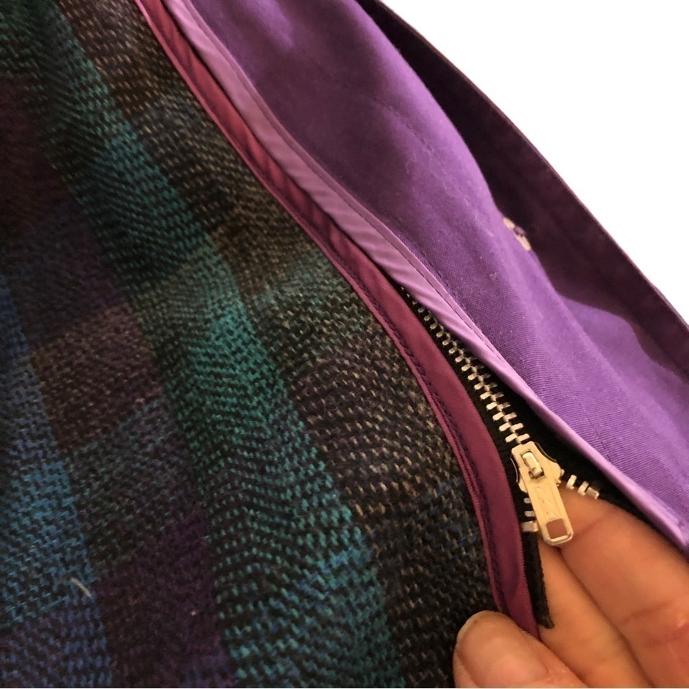 London Fog Trench Coat Women 8 Purple Zipout Plaid Lining Classic Career Vintage - Picture 12 of 15